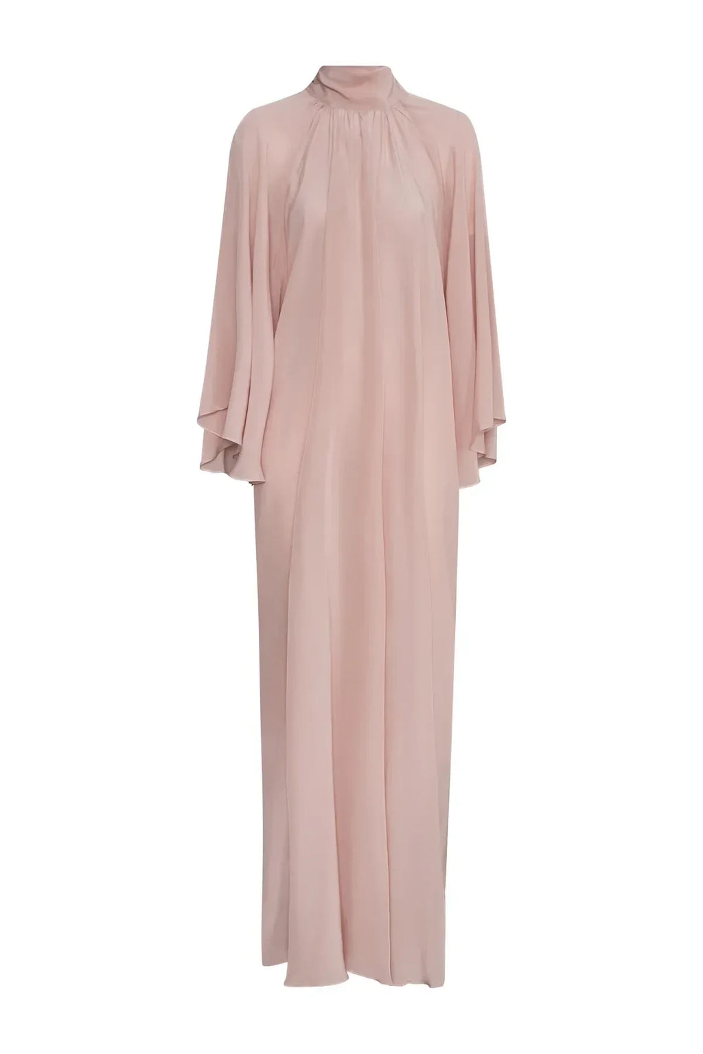 Elegant A Line Mock Neck Long Sleeve Back Tie Floor Length Prom Dress