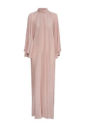 Elegant A Line Mock Neck Long Sleeve Back Tie Floor Length Prom Dress