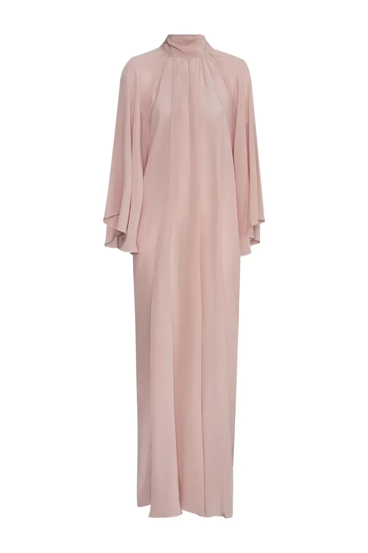 Elegant A Line Mock Neck Long Sleeve Back Tie Floor Length Prom Dress