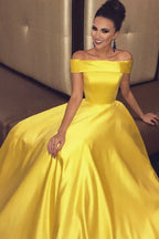 A-Line Off Shoulder Sleeveless Maxi Prom Dress