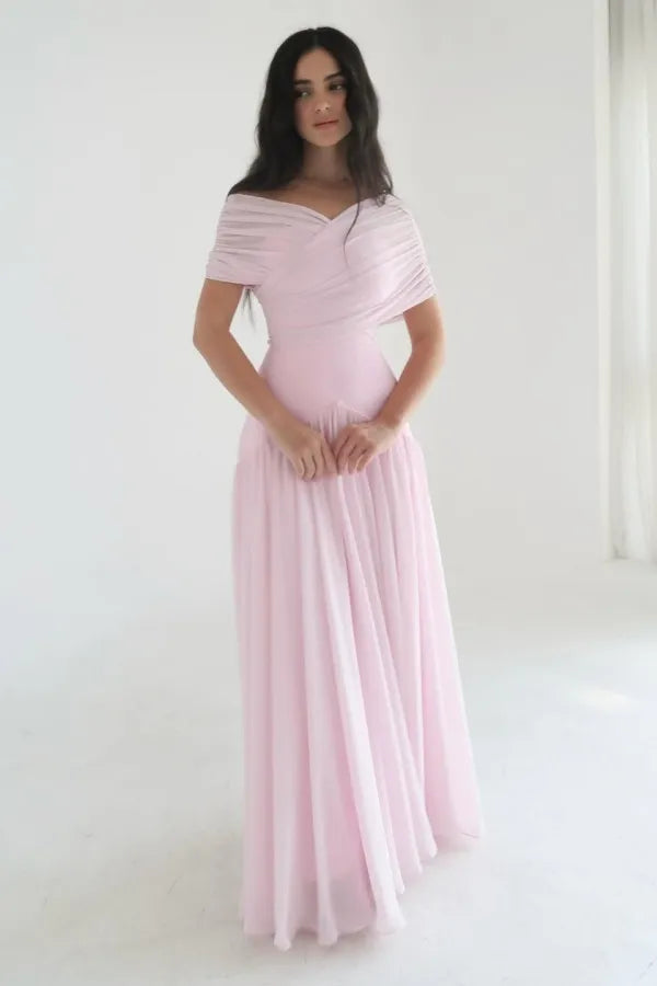 A-Line Off-The-Shoulder Sleeveless Backless Maxi Evening Dress