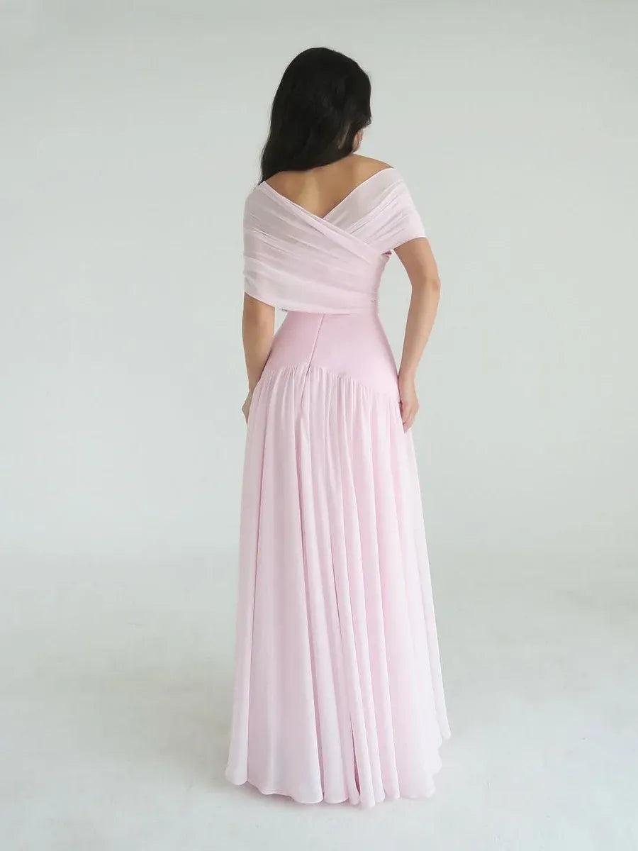 A-Line Off-The-Shoulder Sleeveless Backless Maxi Evening Dress