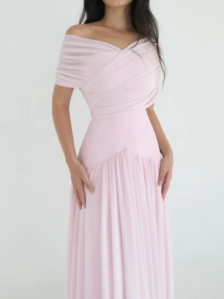 A-Line Off-The-Shoulder Sleeveless Backless Maxi Evening Dress