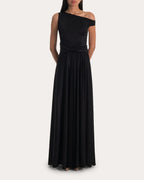 Elegant A-Line One Shoulder Sleeveless Ruched Back Floor Length Prom Dress