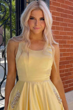 A-Line Round Neck Sleeveless Maxi Prom Dress