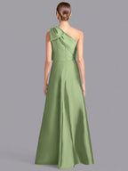 A-Line Sleeveless One Shoulder Slit Floor-Length Mother Of The Bride Dress
