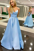 A-Line Spaghetti Strap Prom Dress with Bow