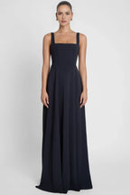 Elegant A Line Square Neck Sleeveless Back Zip Floor Length Prom Dress