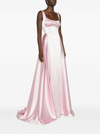 Elegant A-Line Square Neck Sleeveless Deep V Back Floor Length Prom Dress