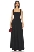 Elegant A Line Square Neck Sleeveless Open Back Floor Length Evening Dress