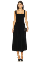 Elegant A Line Square Neck Sleeveless Open Back Midi Evening Dress