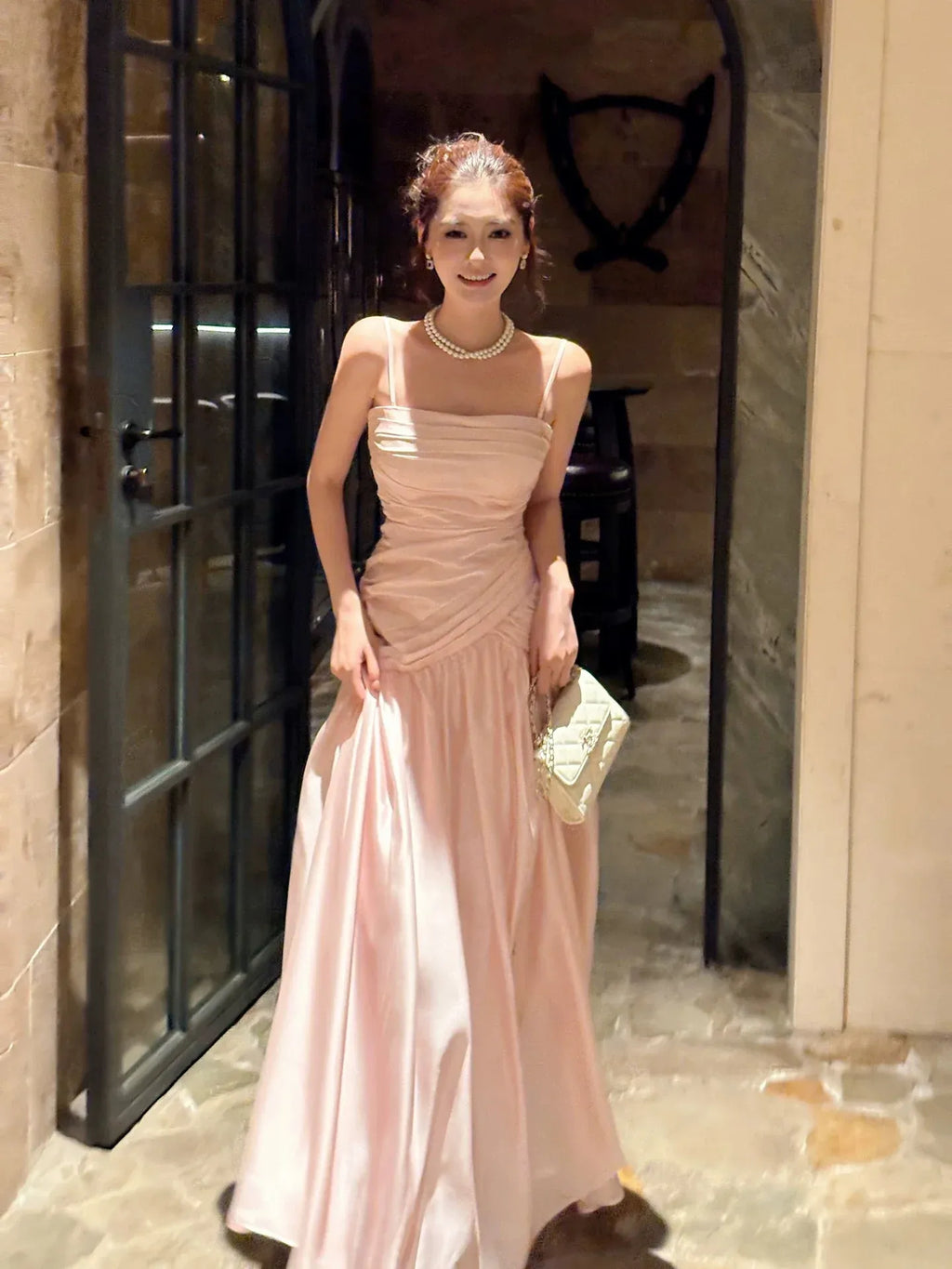 A-Line Square Neck Sleeveless Zipper Back Floor-Length Evening Party Dress