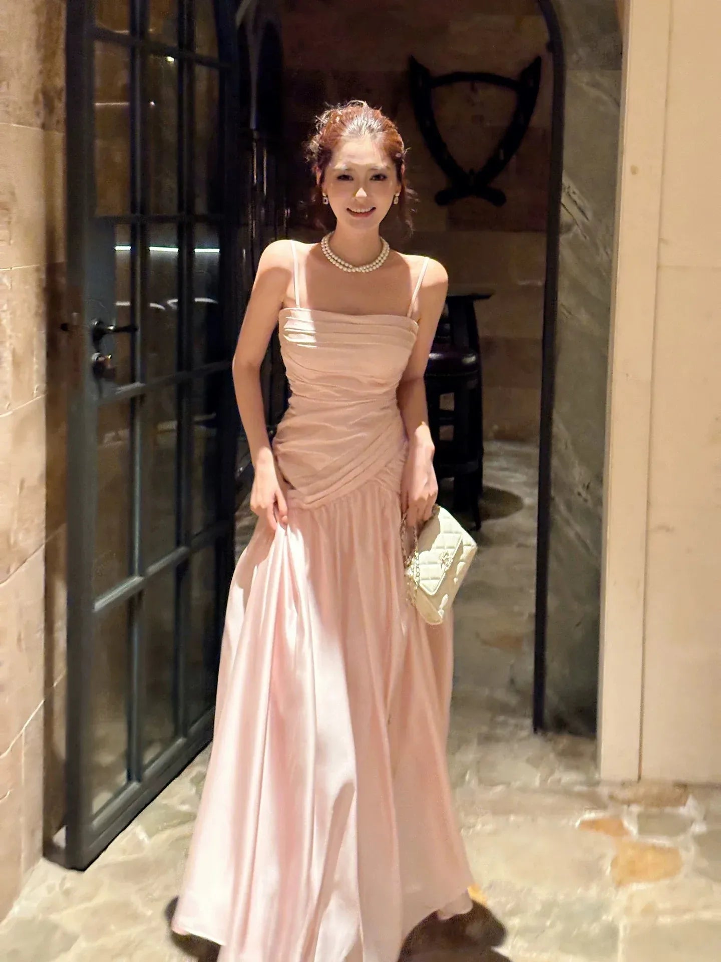 A-Line Square Neck Sleeveless Zipper Back Floor-Length Evening Party Dress