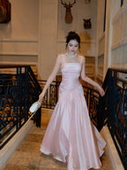 A-Line Square Neck Sleeveless Zipper Back Floor-Length Evening Party Dress