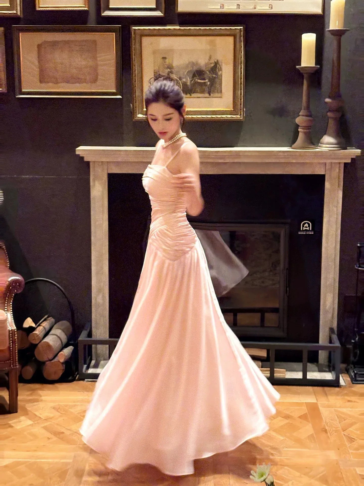 A-Line Square Neck Sleeveless Zipper Back Floor-Length Evening Party Dress