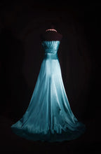 A-Line Strapless Pleated Waist Flower Floor-Length Evening Gown