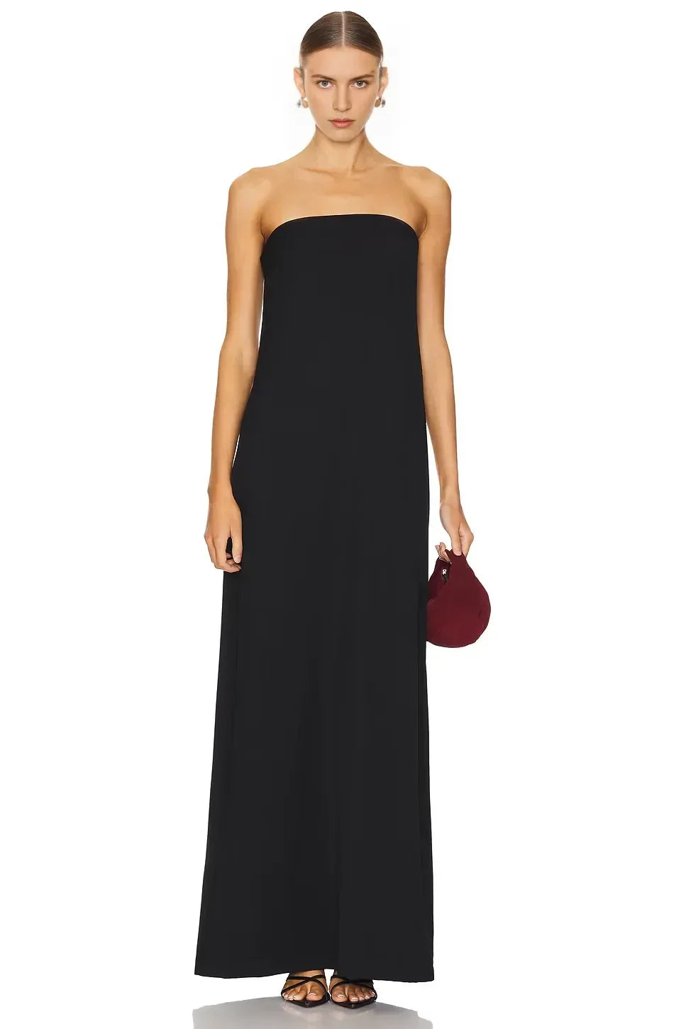 Elegant A Line Strapless Sleeveless Backless Floor Length Evening Dress
