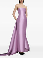 Elegant A-Line Strapless Sleeveless Open Back Train Floor Length For Adults Prom Dress