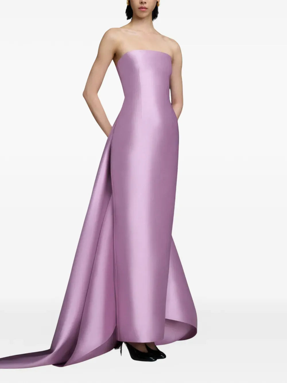 Elegant A-Line Strapless Sleeveless Open Back Train Floor Length For Adults Prom Dress