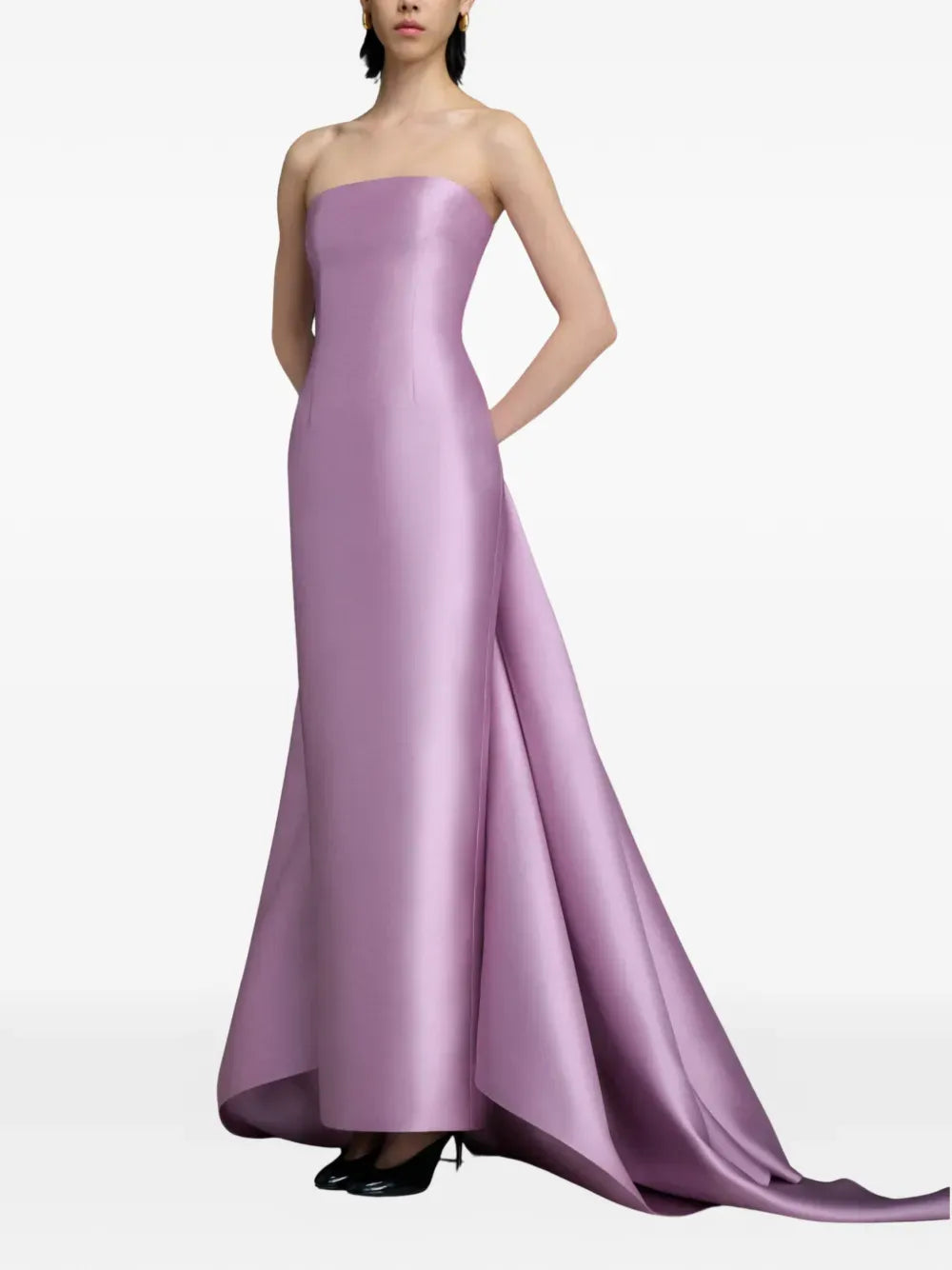 Elegant A-Line Strapless Sleeveless Open Back Train Floor Length For Adults Prom Dress