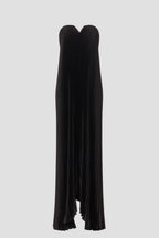 Elegant A Line Strapless Sleeveless Pleated Asymmetrical Hem Floor Length Plus Size Prom Dress