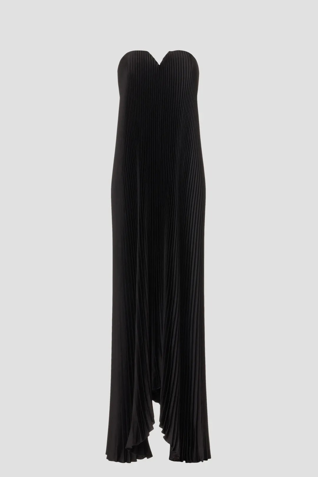 Elegant A Line Strapless Sleeveless Pleated Asymmetrical Hem Floor Length Plus Size Prom Dress