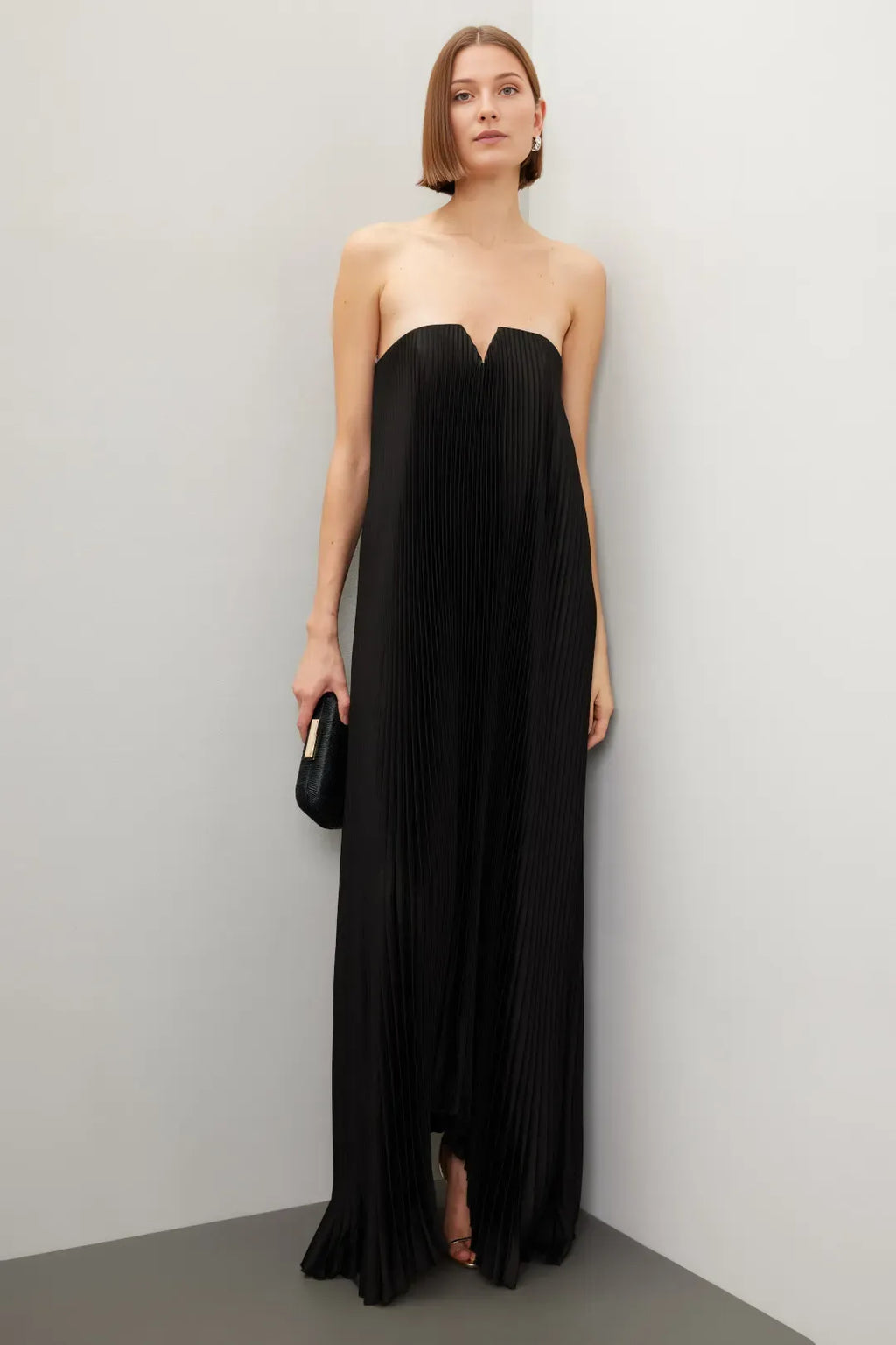 Elegant A Line Strapless Sleeveless Pleated Asymmetrical Hem Floor Length Plus Size Prom Dress