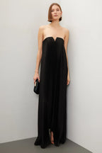 Elegant A Line Strapless Sleeveless Pleated Asymmetrical Hem Floor Length Plus Size Prom Dress