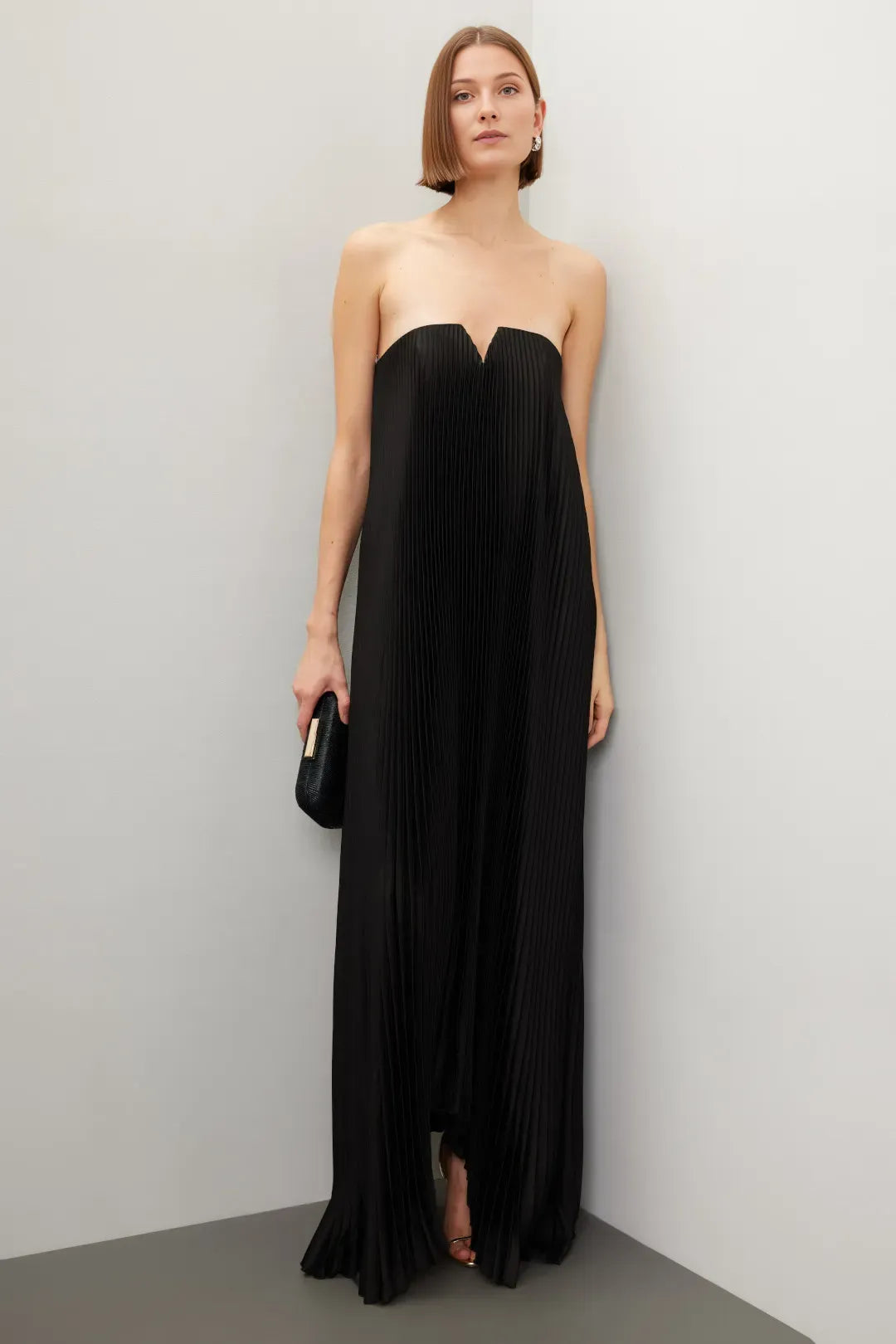 Elegant A Line Strapless Sleeveless Pleated Asymmetrical Hem Floor Length Plus Size Prom Dress