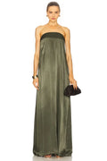 Elegant A Line Strapless Sleeveless Solid Back Floor Length Evening Dress