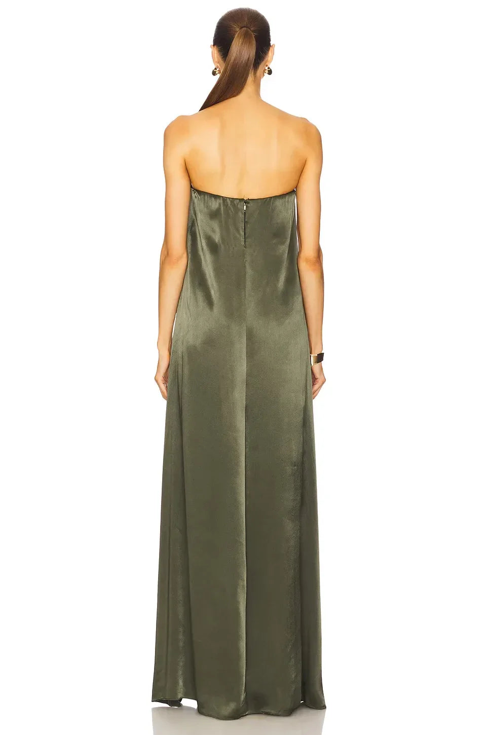 Elegant A Line Strapless Sleeveless Solid Back Floor Length Evening Dress