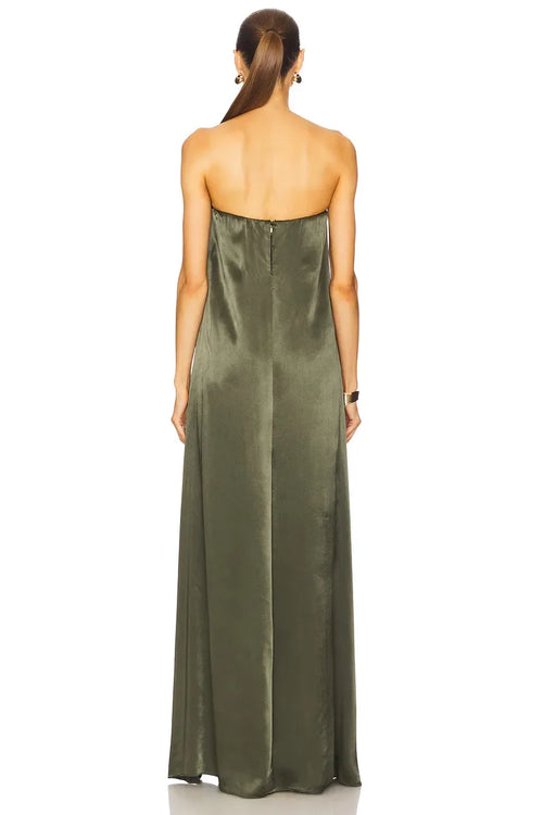 Élégante robe de soirée longue, sans bretelles, sans manches, dos uni, coupe trapèze