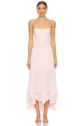 Elegant A Line Strapless Sleeveless Zipper Back Midi Evening Dress