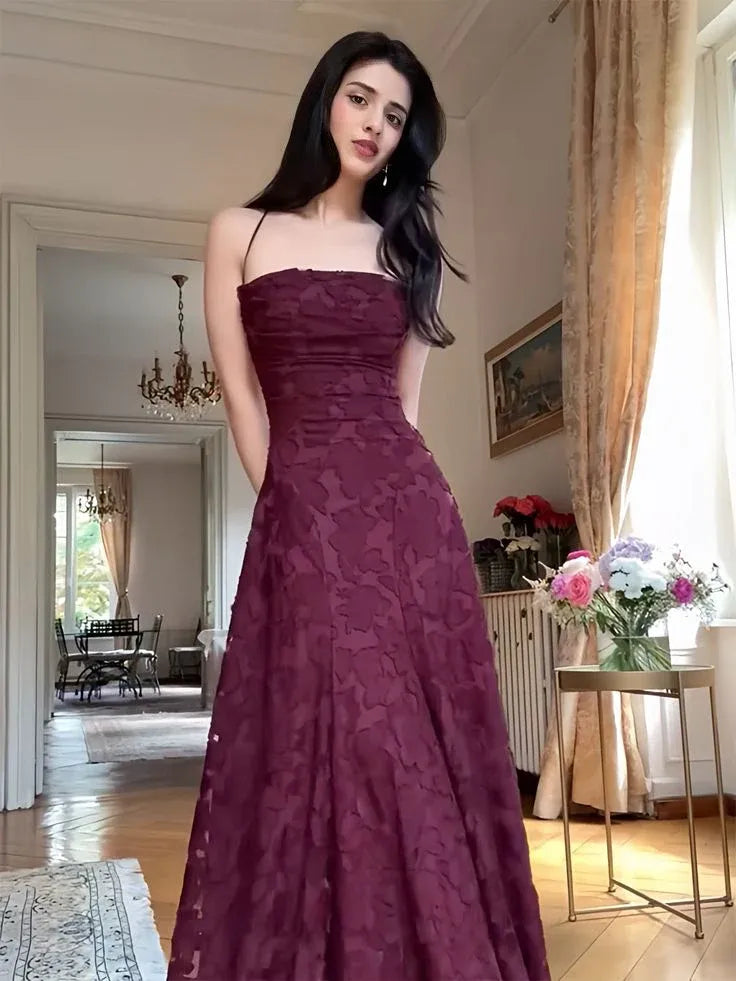 A-Line Strapless Sweetheart Criss Cross Lace-Up Back Jacquard Maxi Evening Dress
