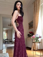 A-Line Strapless Sweetheart Criss Cross Lace-Up Back Jacquard Maxi Evening Dress