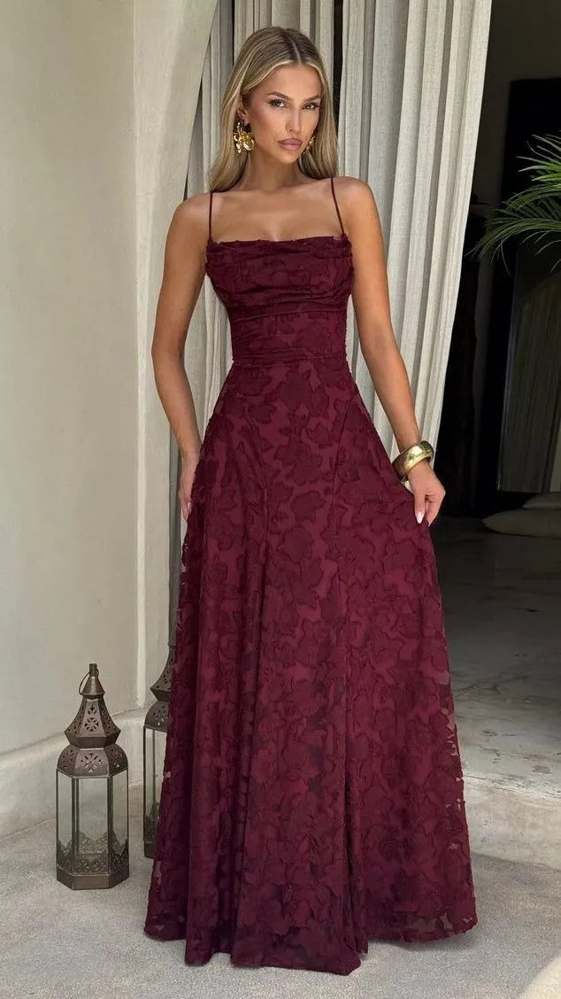 A-Line Strapless Sweetheart Criss Cross Lace-Up Back Jacquard Maxi Evening Dress