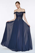 Elegant A-Line Sweetheart Off-the Shoulder Closed Back Floor Length Prom Dress