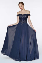 Elegant A-Line Sweetheart Off-the Shoulder Closed Back Floor Length Prom Dress