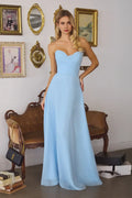 Elegant A-Line Sweetheart Strapless Lace Up Back Floor Length Prom Dress