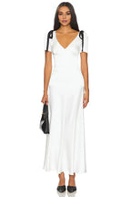 Elegant A Line V Neck Short Sleeve Bow Detail Midi Length Evening Dress