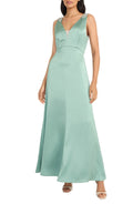 Elegant A Line V Neck Sleeveless Zipper Back Floor Length Evening Dress
