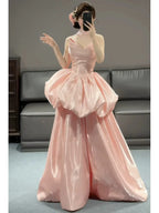 Ball-Gown Halter Neck Sleeveless Zipper Back Floor-Length Prom Evening Dress