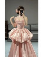 Ball-Gown Halter Neck Sleeveless Zipper Back Floor-Length Prom Evening Dress