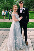 Ball Gown Off Shoulder Beaded Prom Dress