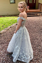 Ball Gown Off Shoulder Beaded Prom Dress