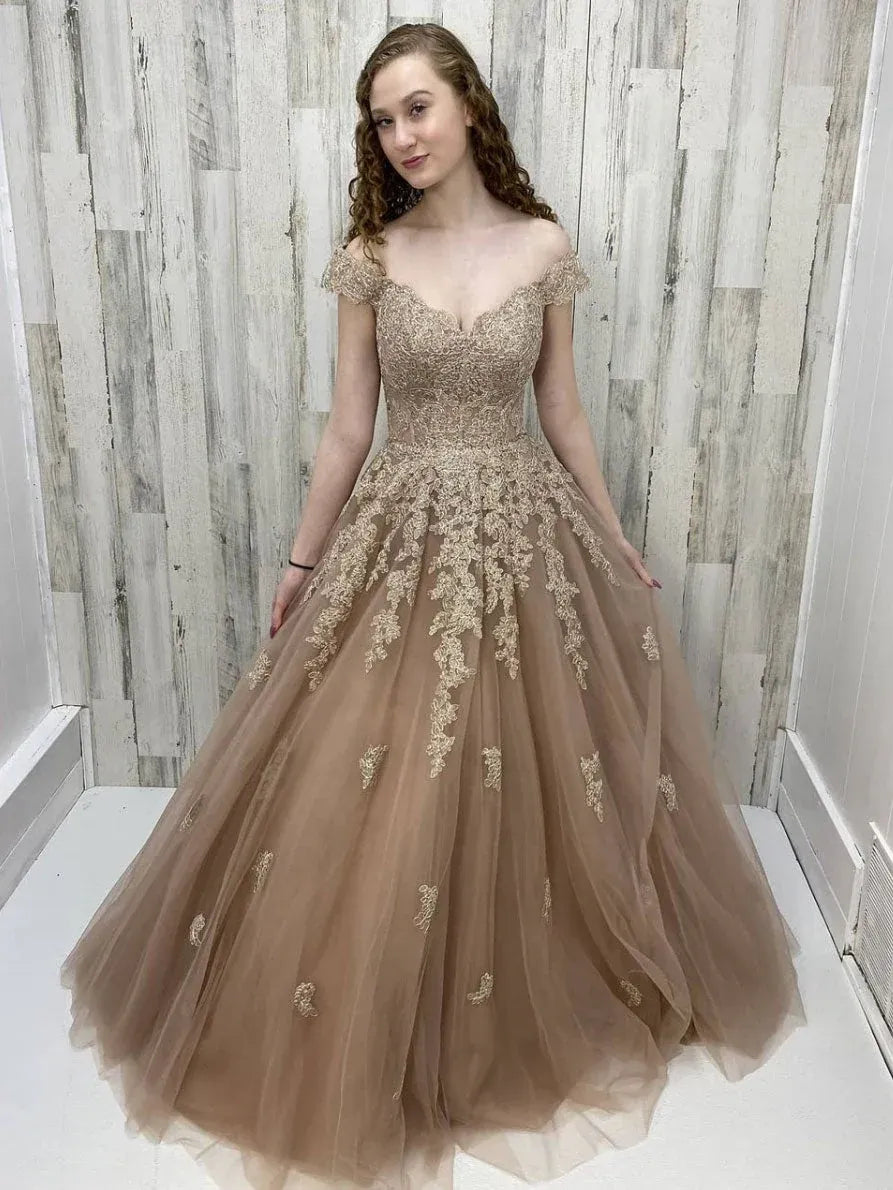 Ball Gown Off Shoulder Maxi Prom Dress