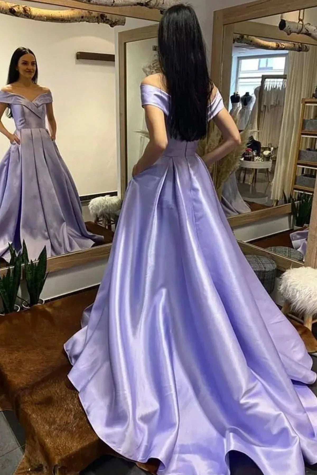 Ball Gown Off Shoulder Short Sleeve Maxi Prom Dress