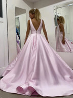 Ball Gown V-Neck Sleeveless Maxi Prom Dress