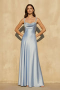 Cowl Neck Embroidered Open Back Maxi Dress