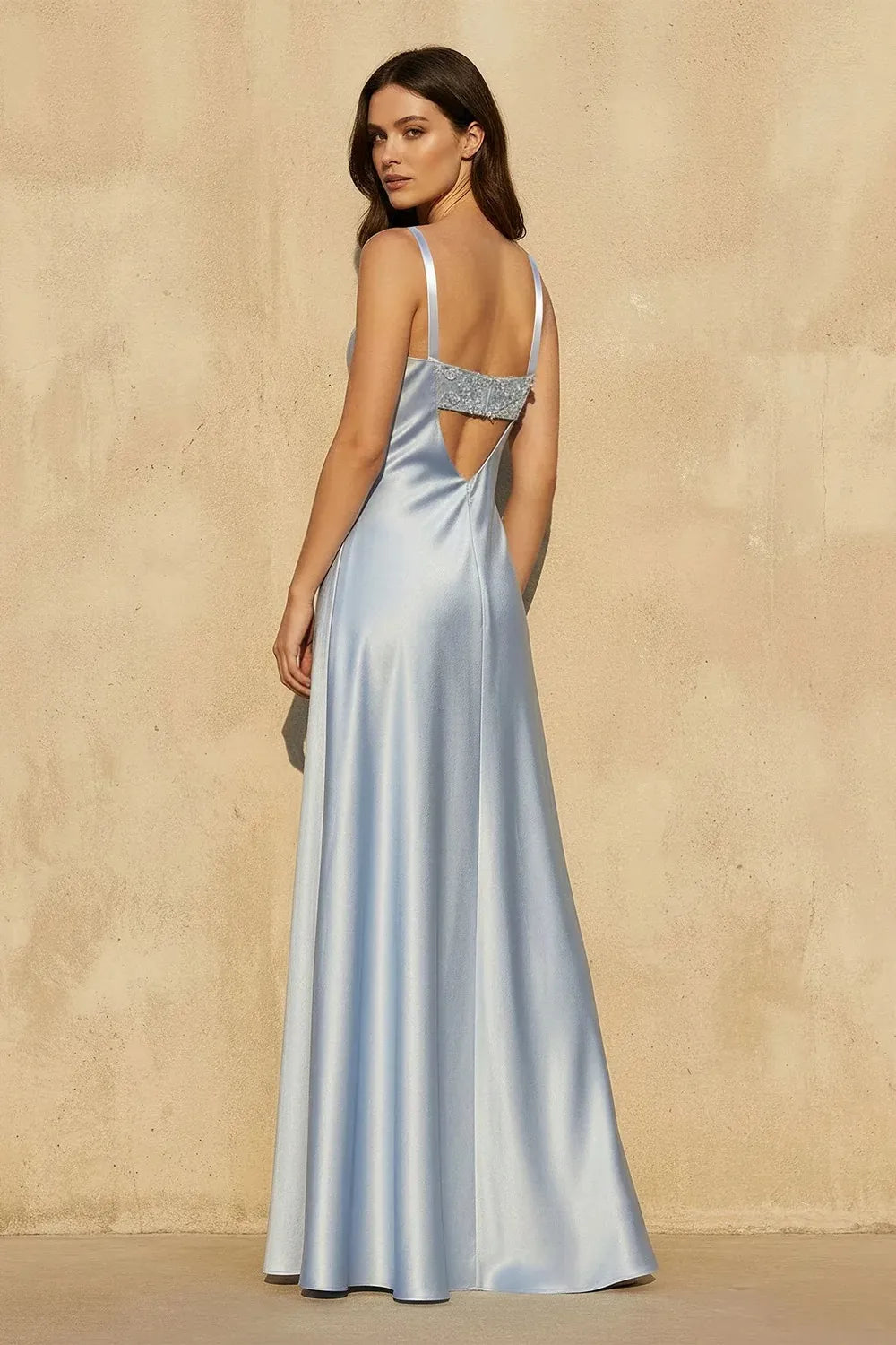 Cowl Neck Embroidered Open Back Maxi Dress